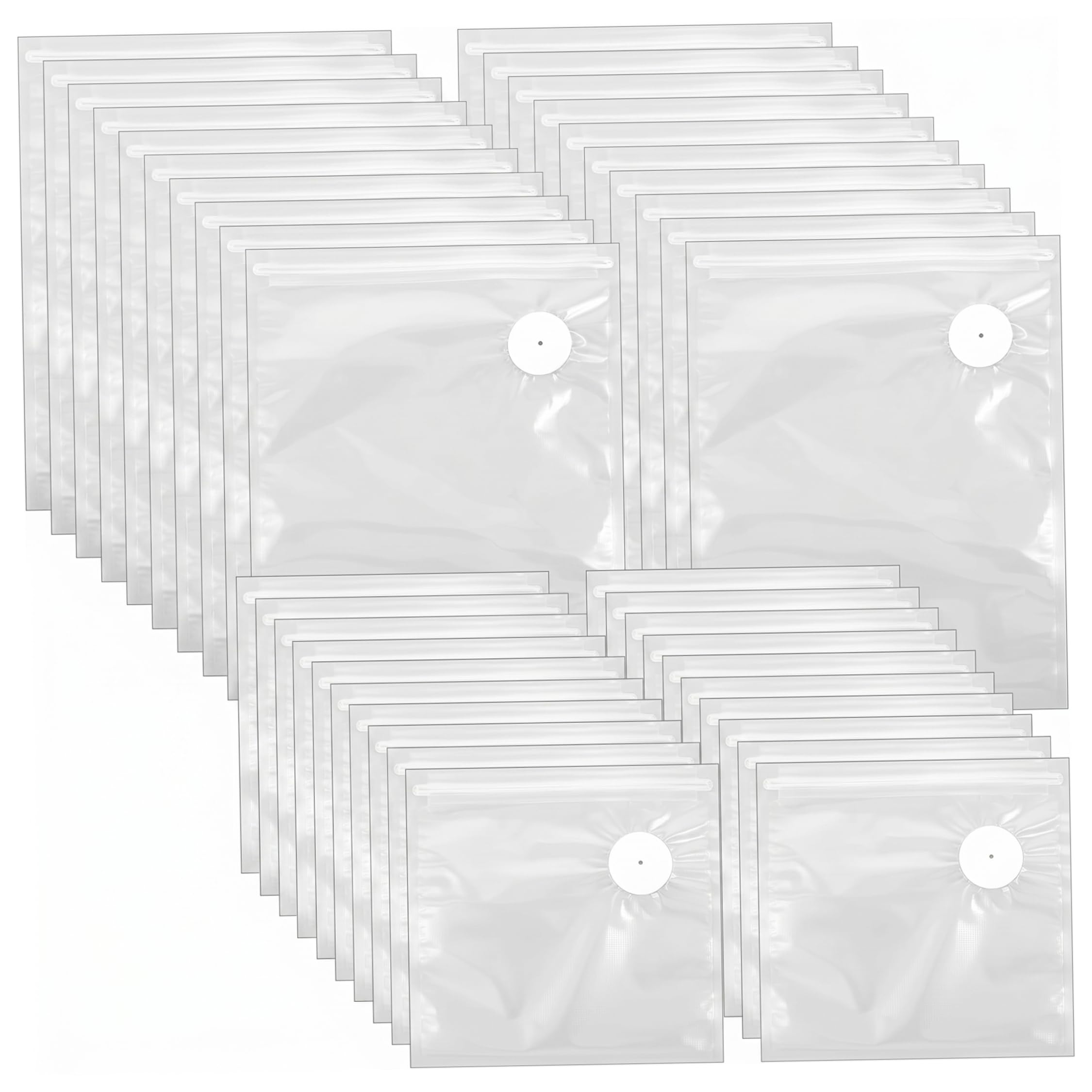 Sacchetti sottovuoto per alimenti, confezione da 40 sacchetti spessi riutilizzabili con valvola dell'aria, bianchi (20 piccoli 21 x 22 cm + 20 grandi 26 x 34 cm)