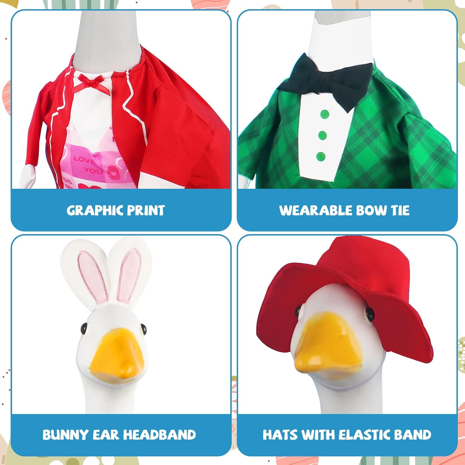 3 Pcs St. Patrick's Day Goose Outfits Valentine's Day Goose Costume Cute Easter Clothes Porch Outfits (St. Patrick's)