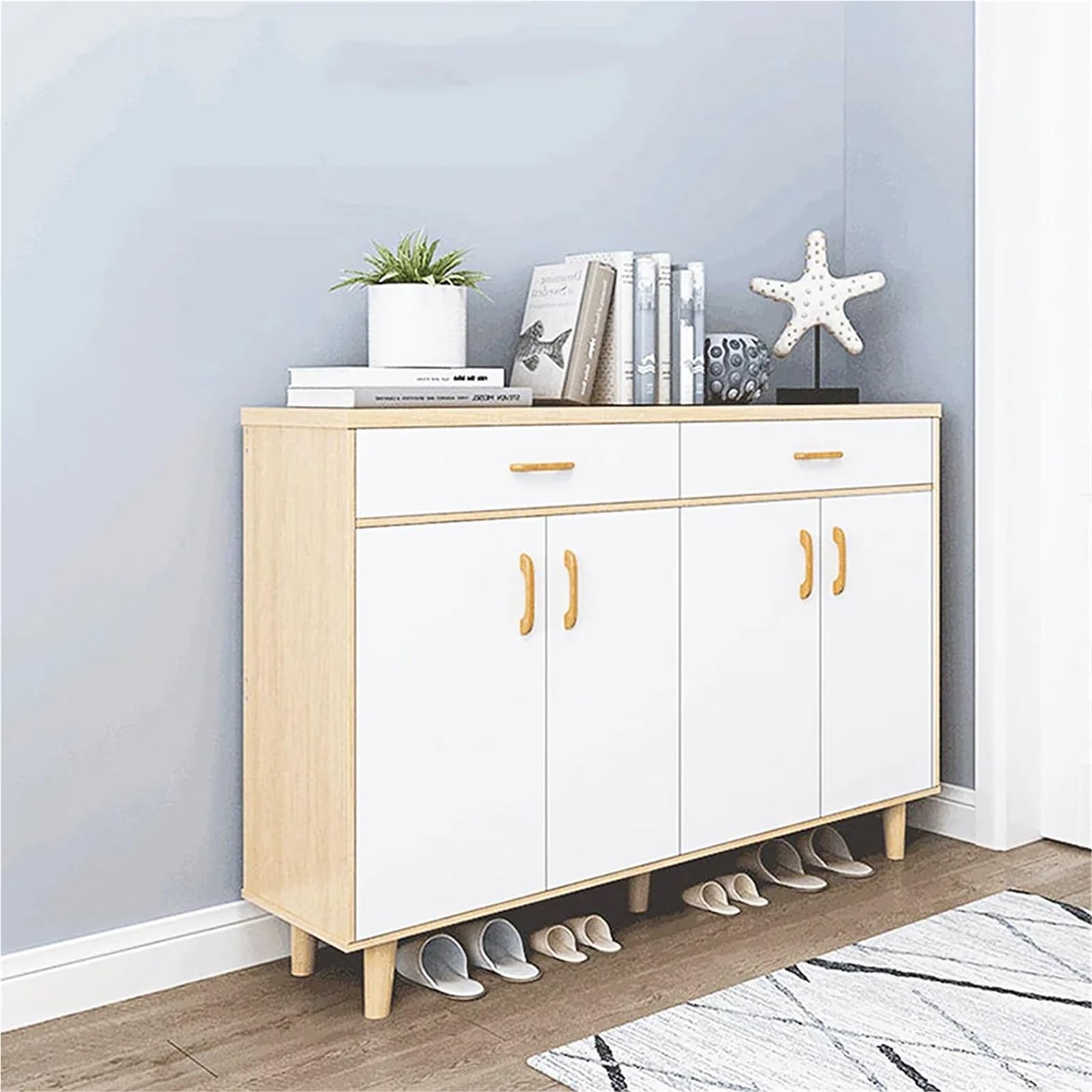 8Pcs Wooden Pull Handles Cabinet Handle for Modern Cupboard Drawer Knobs Easy Install Beech Furniture Hardware Pour Placards