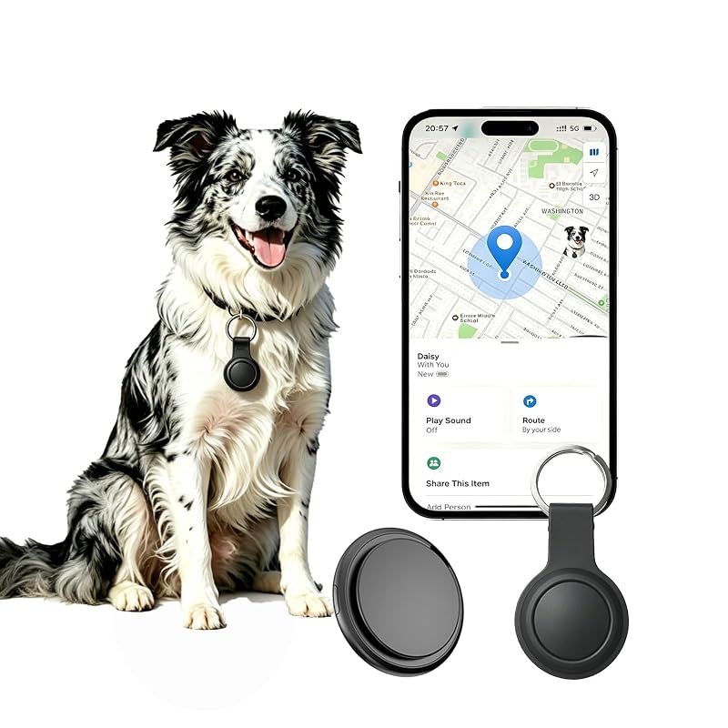 Rastreador de Localização para Cães Fepzirk Compatível com Apple Find My, IP67, Bateria CR2032 de até 365 Dias