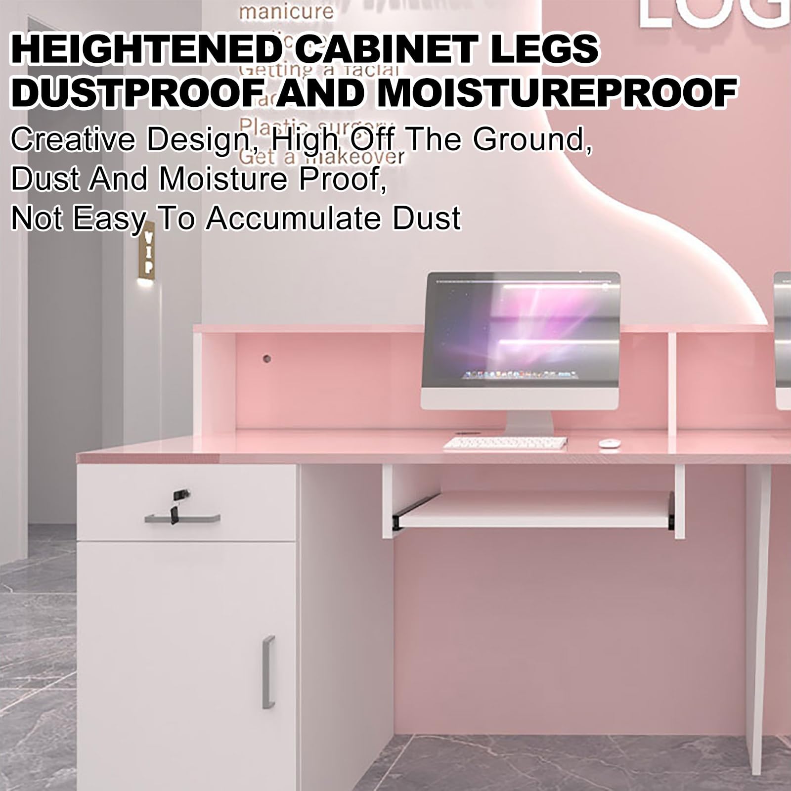 Banco Reception Moderno 100x60cm - Con Cassetti Bloccabili Per Negozi E Uffici