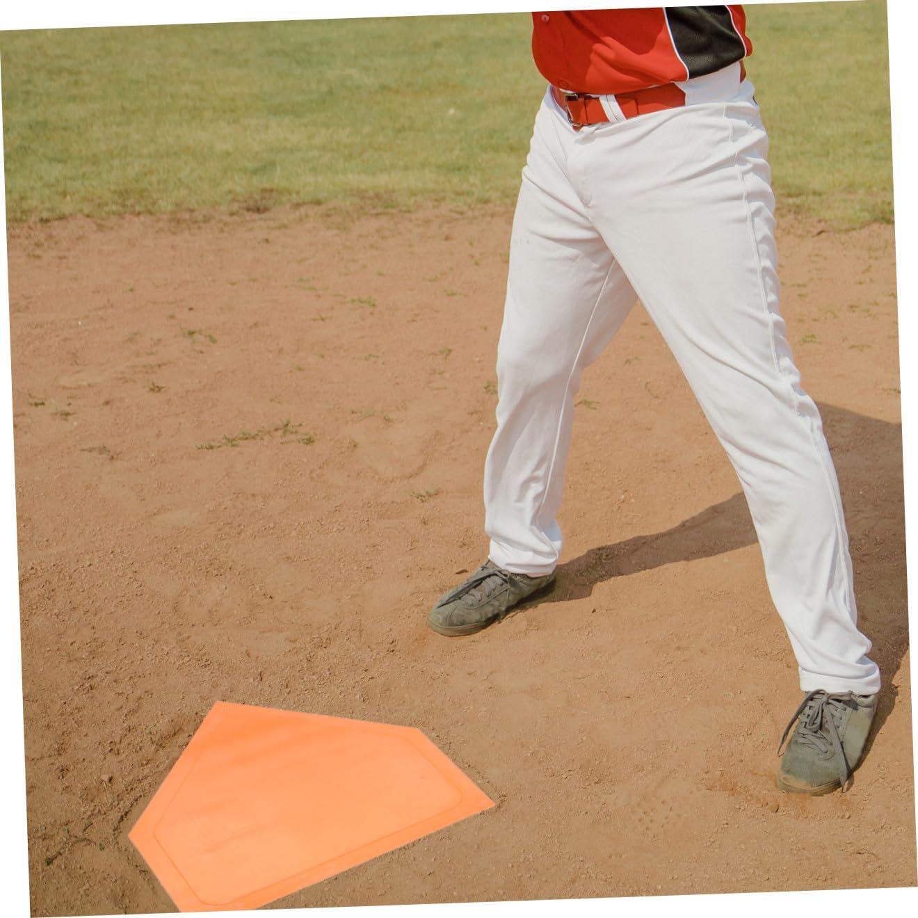Mikinona Baseball Softball Rubber Base Non-Slip Pitcher Plate Training Equipment for Backyard School League Practice Portable Orange