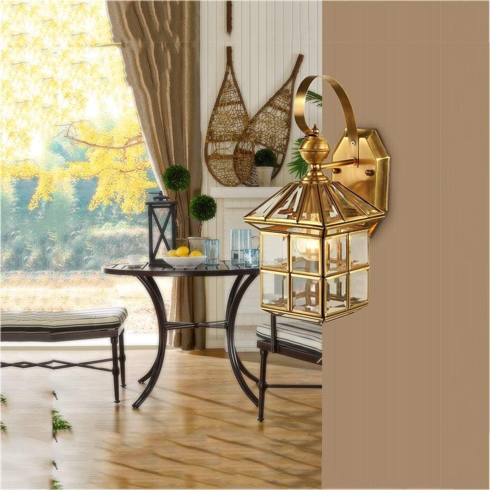 壁取り付け用燭台ライト屋外照明器具芝生装飾フェンスヴィラ中庭パビリオン風景銅ノスタルジック屋外壁取り付け用燭台アンティーク屋外壁、