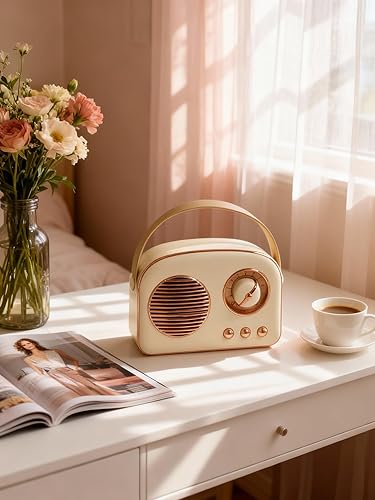 Miniatura 3 de Altavoz Bluetooth retro de 5 W con radio FM, inalámbrico vintage con batería de 10 horas de reproducción de 500 mAh, Bluetooth 5.0 TF/AUX/USB, mini