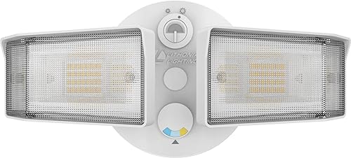 Miniatura 5 de Lithonia Lighting HGX LED 2SH ALO SWW2 120 PE WH M2 HomeGuard - Reflector LED de seguridad para exteriores, salida de luz ajustable, CCT conmutable,