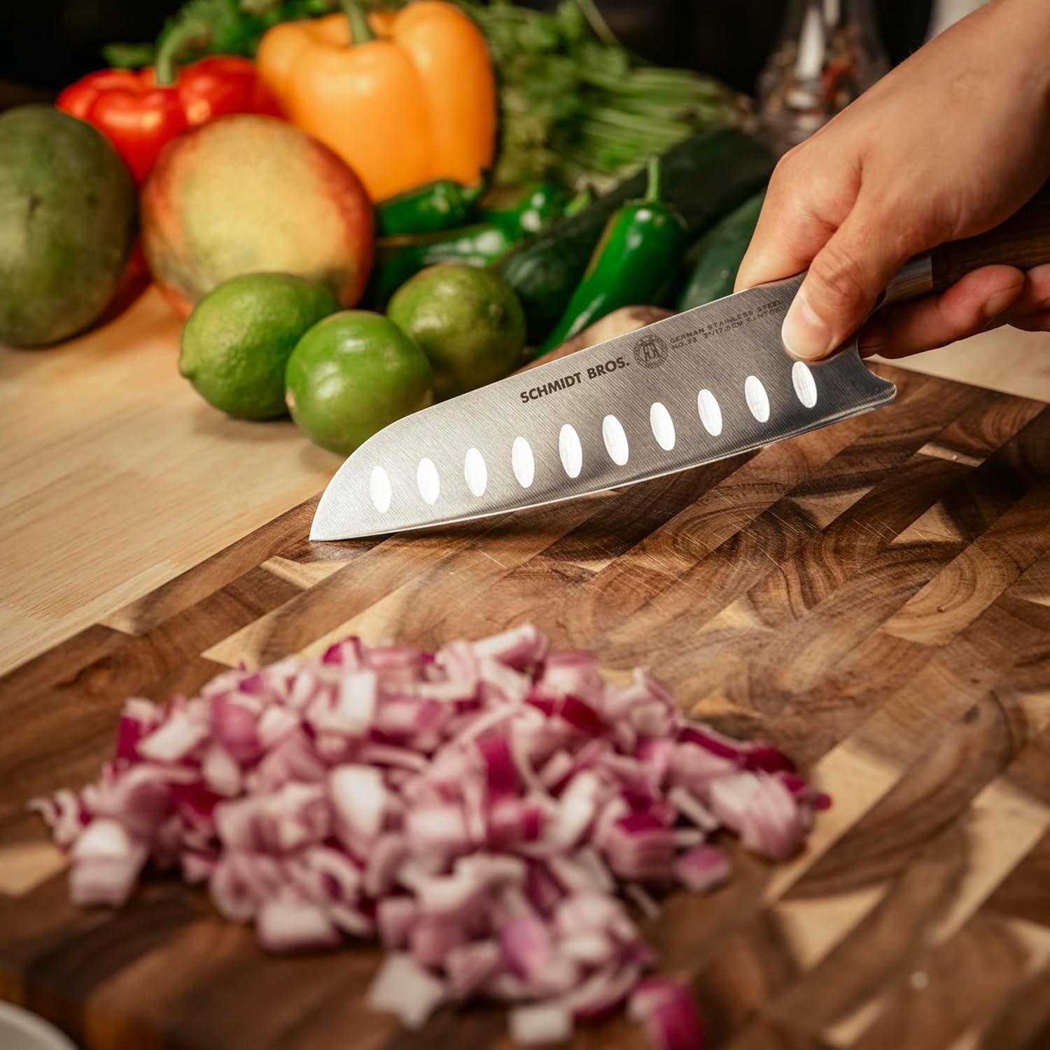 Schmidt Brothers - Delta Series - 7-Piece Walnut Knife Set, High-Carbon Stainless Steel Cutlery with Natural Walnut Knife Block