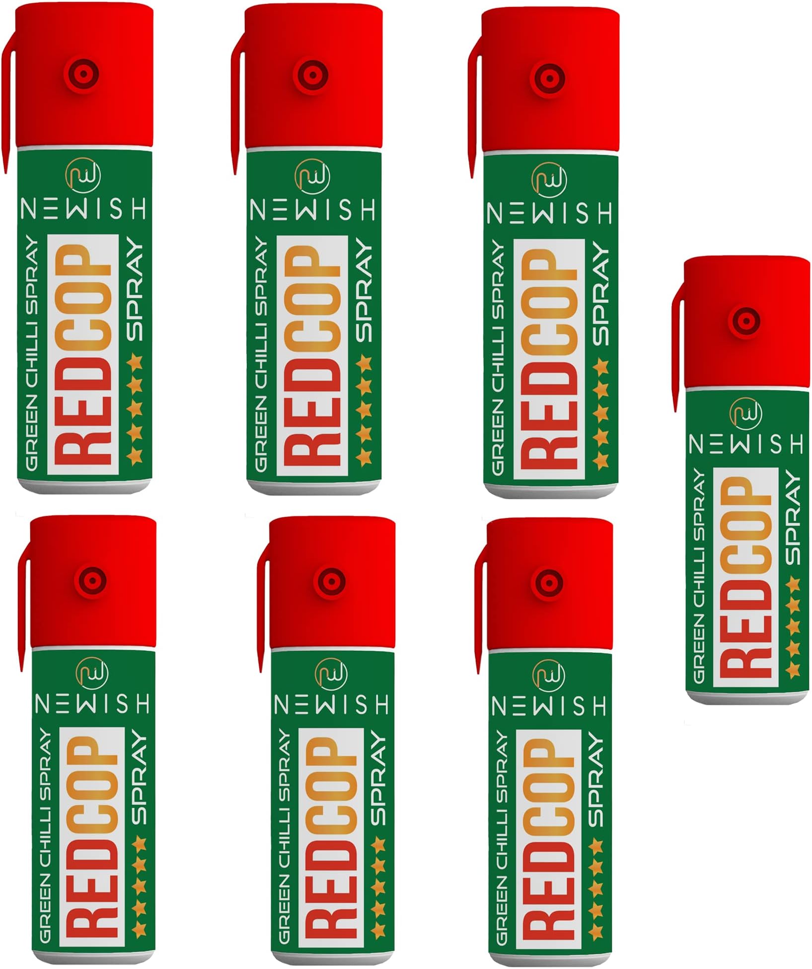 Newish Powerful Self Defence Green Chilli Pepper Spray for Woman Safety | Reliable and Effective | Small Pocket Size | (55ml / 35gm) - Pack of 7