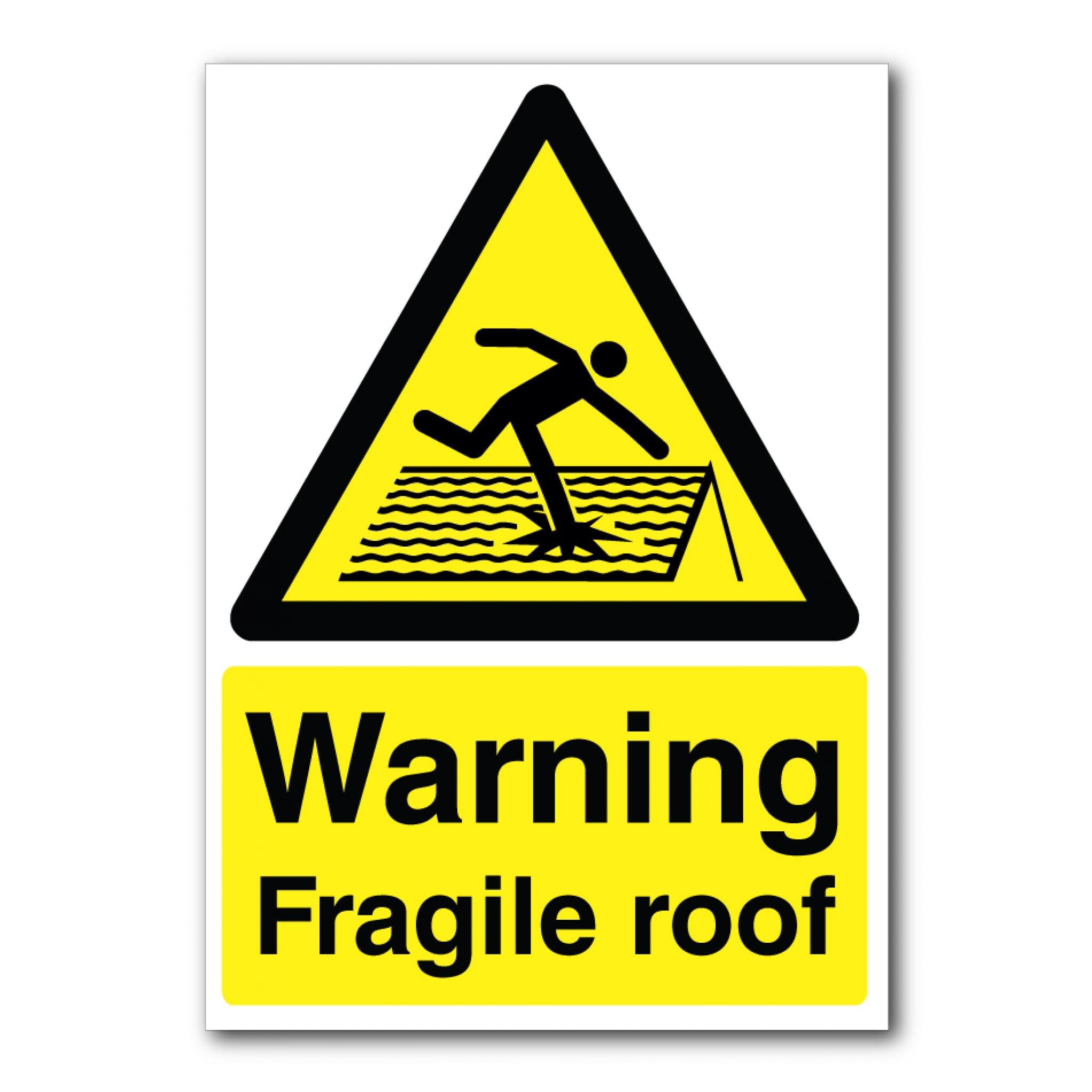 Warning Fragile Roof Sign, 12x8 Inch Metal Tin Sign, Overhead Hazard Caution for Temporary Buildings and Special Structures