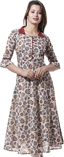 Yash Gallery Women's Cotton Regular Fit Floral Printed Anarkali Kurta for Women Price In India