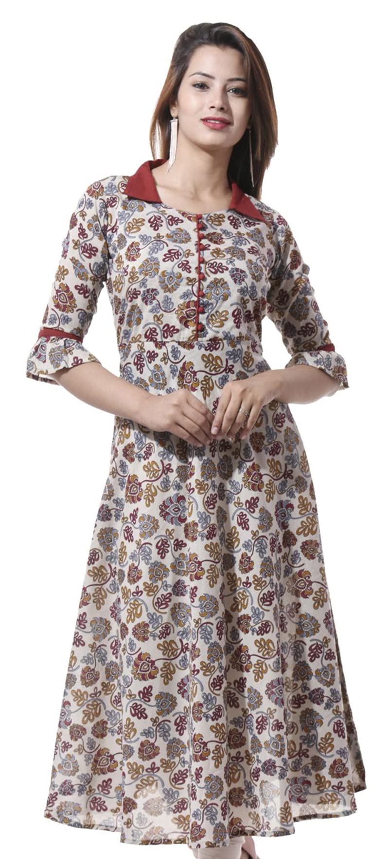 yash gallery Women's Cotton Relaxed Fit Anarkali Floral Printed Kurta-picture-23