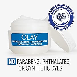 Olay Hylauronic Acid Face Mousturizer, Plump & Hydrate, Fragrance-Free - Hydrating Gel for Dry Skin Retain & Replenish Moisture, with Niacinamide, Non-Greasy, 2 Oz