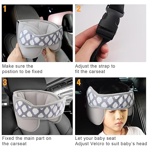 Miniatura 5 de vocheer Banda de soporte para la cabeza del asiento de automóvil para bebé, ajustable para asiento de automóvil, soporte para siesta para niños