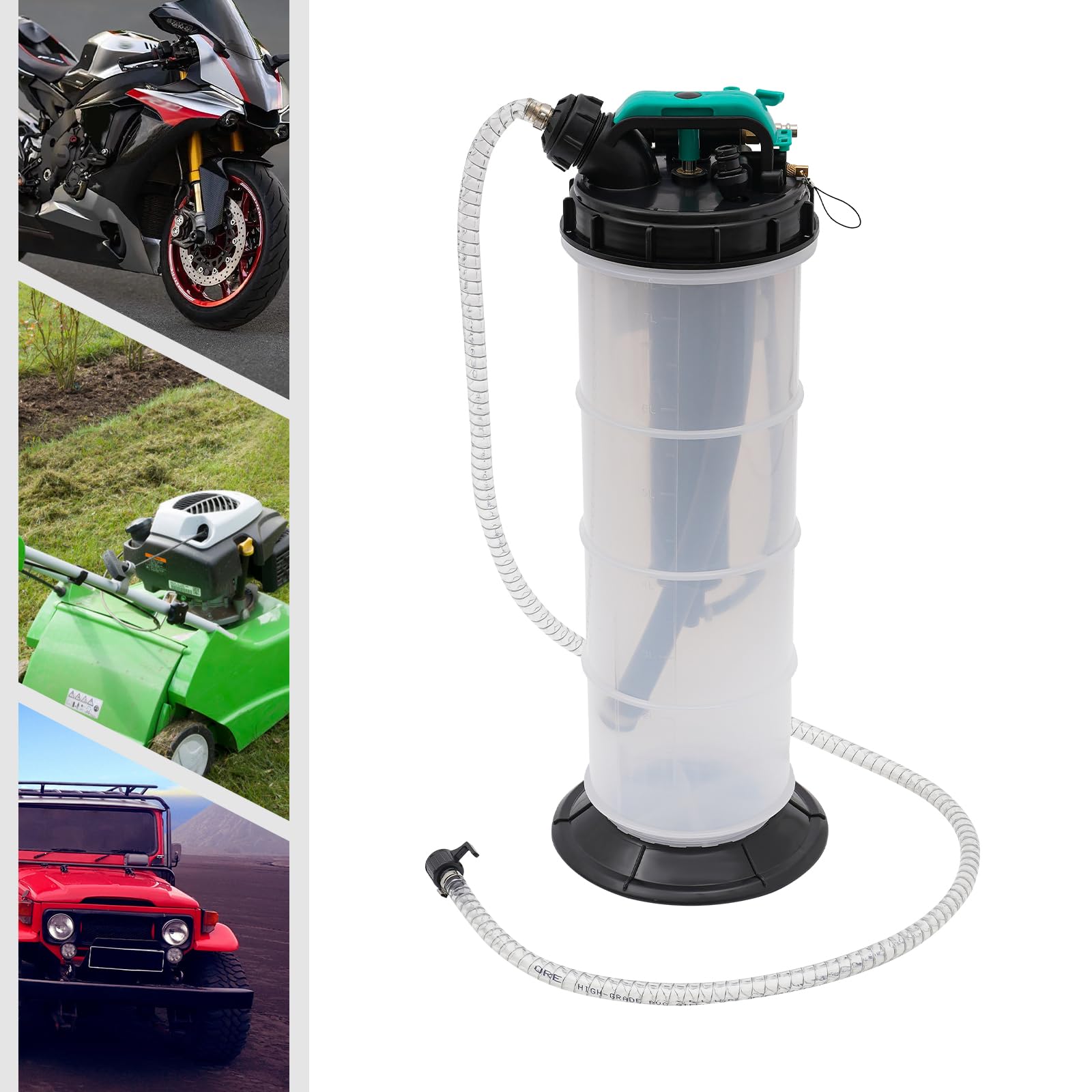 Bomba de aspiración de aceite manual y neumática de 7,5 l con 4 mangueras bombas de succión líquida para líquido de motor y aceite de automóviles