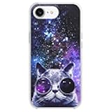 FancyCase Compatible with iPhone 16e Case (6.1inch)-Funny Space Cat Design in The Galaxy Cool Cartoon Animal Pattern Flexible TPU Protective Case (Space Cat)