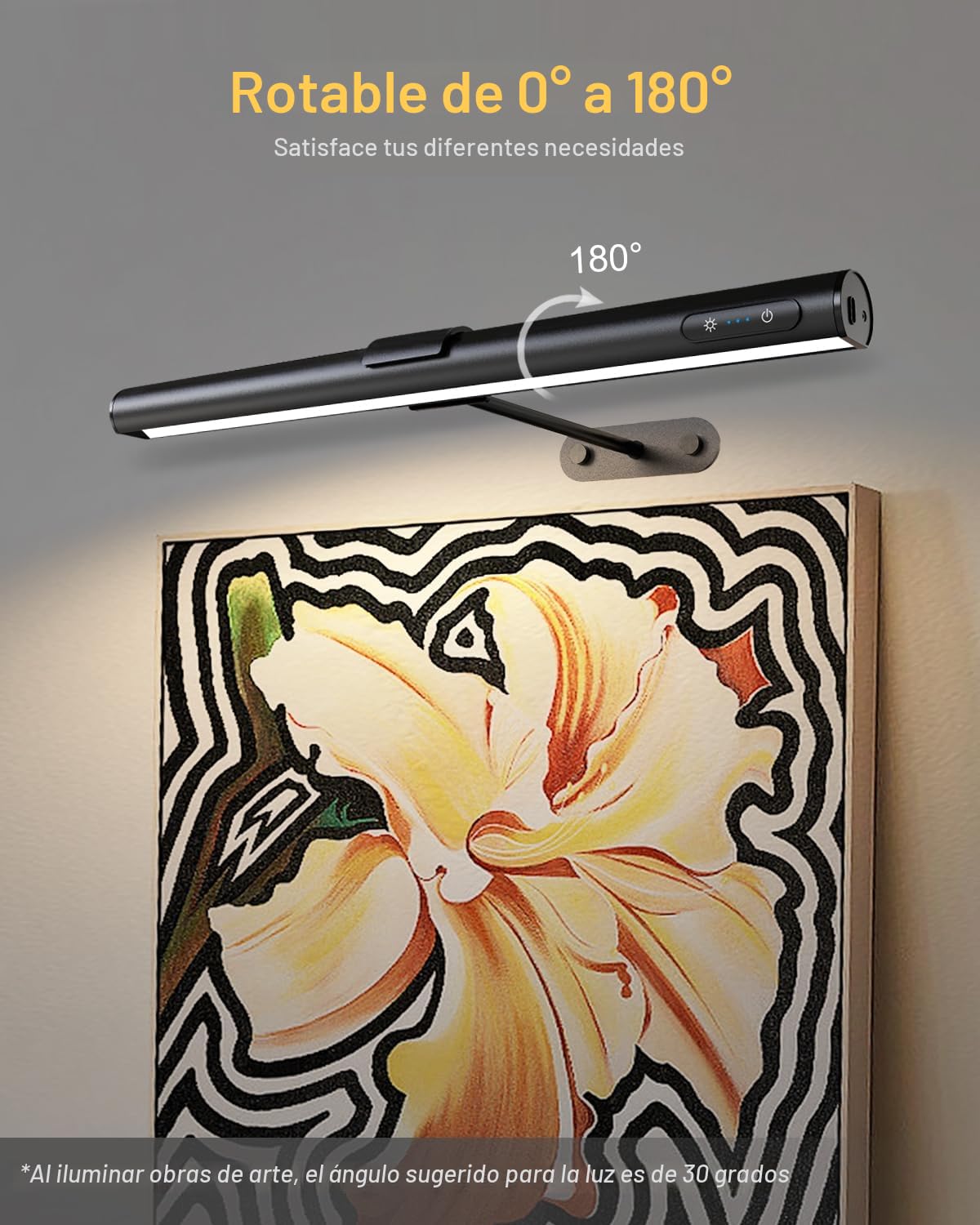GOVSSING Lámpara Inalámbrica para Cuadros, 4000mAh Recargable, 40CM Con Mando a Distancia, 3 Modos de Iluminación, Regulable para Pintar Cuadros