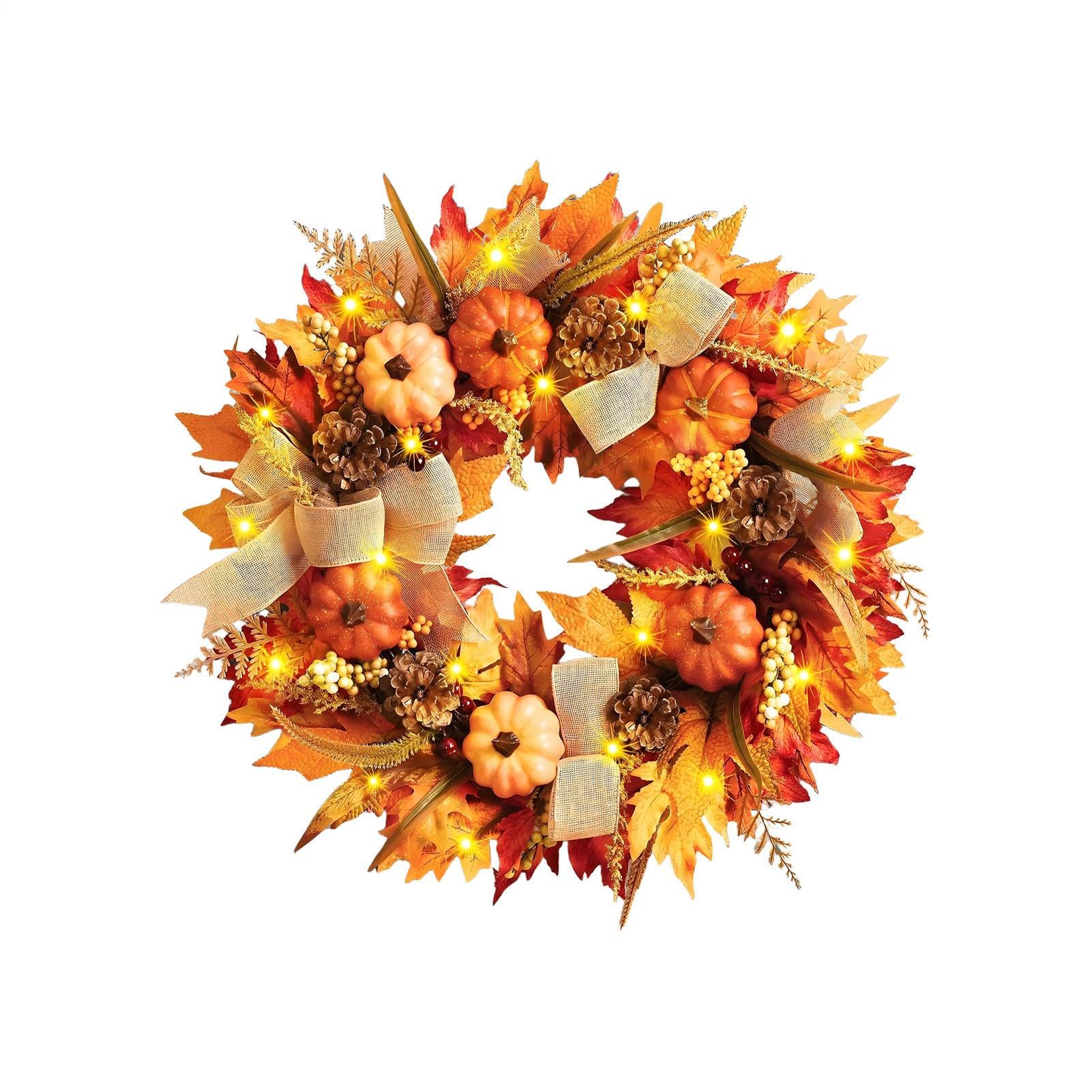 Ghirlanda autunnale raccolto foglie d'acero bacche 45 cm