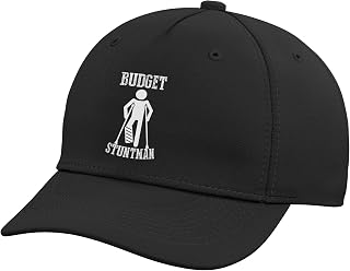 Cool Budget Stuntman | Funny Man Crutches Broken Ankle Gift Adjustable Baseball Hat