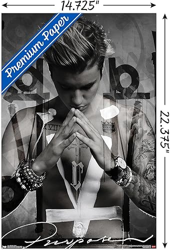 Miniatura 9 de Trends International Justin Bieber - Póster de pared multiusos, 22.375 x 34 pulgadas, versión con marco negro