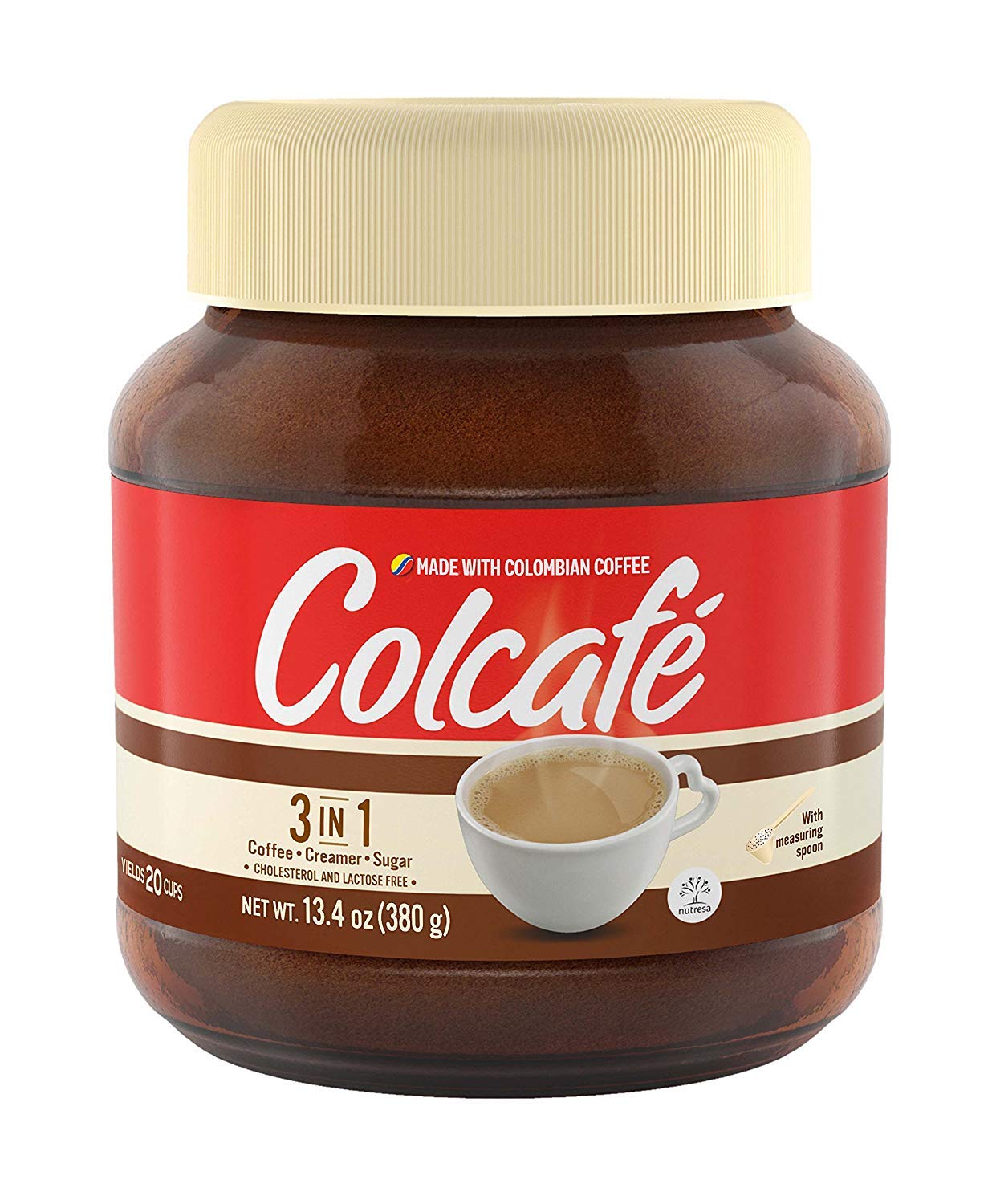 Colcafe Todo En 1 (3 in 1 Coffee/sugar/creamer) Cholesterol and Lactose Free 13.4oz (Single Bottle) Product of Colombia by Colcafe
