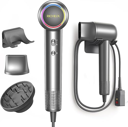 Ionic Hair Dryer 160000 RPM Professional Portable Lightweight High-Speed Blow Dryer with 500 Million Negative Ions, Fast-Drying Quiet Compact Hair Dryer with Diffuser Holder Wall Mounted for Travel
