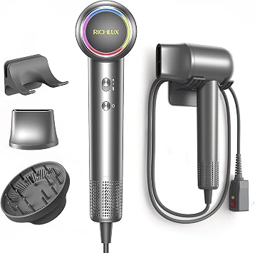 Ionic Hair Dryer 160000 RPM Professional Portable Lightweight High-Speed Blow Dryer with 500 Million Negative Ions, Fast-Drying Quiet Compact Hair Dryer with Diffuser Holder Wall Mounted for Travel