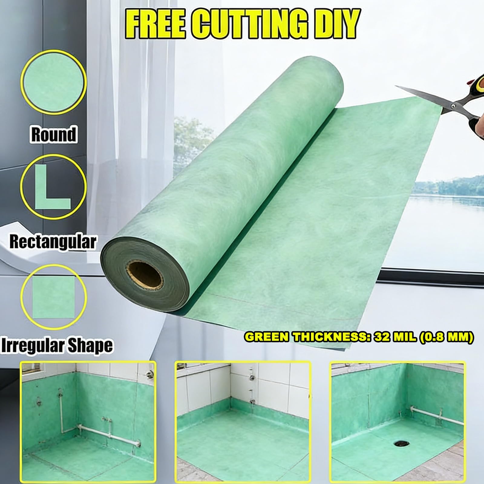 Lámina Impermeable para Baño Membrana Impermeabilizante Tela para Impermeabilización Impermeabilización De Baños, Duchas, Piscinas(Size:1.15 * 50m,Color:Blanco)