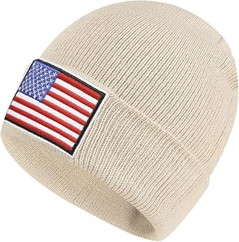 US American Flag Embroidered Skull Beanie Cap USA Multi-Season Army Military Tactical Beanie