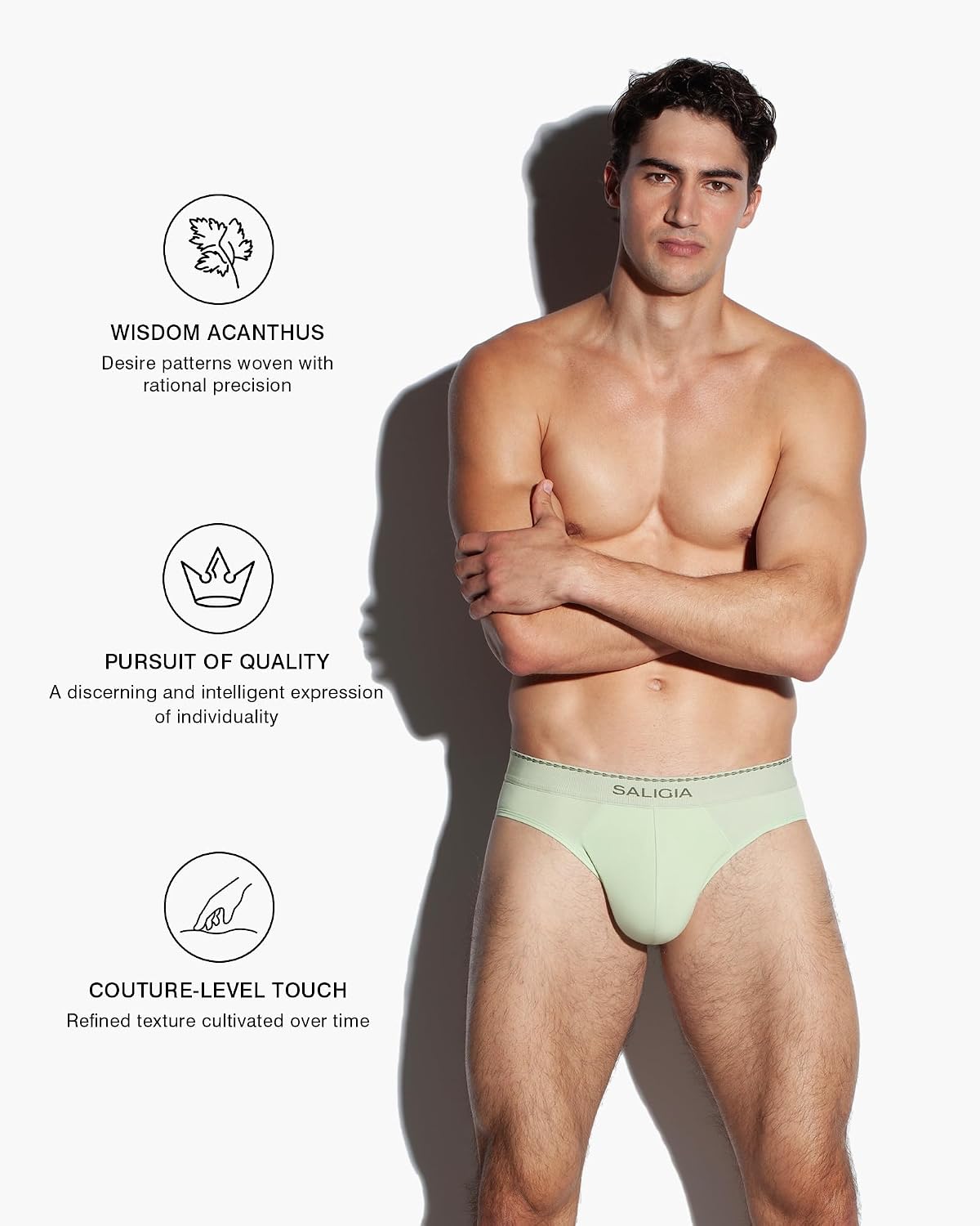 SALIGIA Men’s Briefs Sexy, Tag-Free &100s Silky-Sheen Lyocell Underwear with Supportive No-Fly Pouch 3-Pack