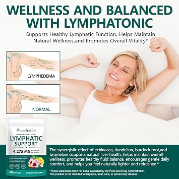 Lymph System Support Supplements,Lymphatic Drainage Softgels |60 Capsules | Supports Fluid Balance & Immune System,Reduce Swelling and Cleanse Lymph for Men and Women