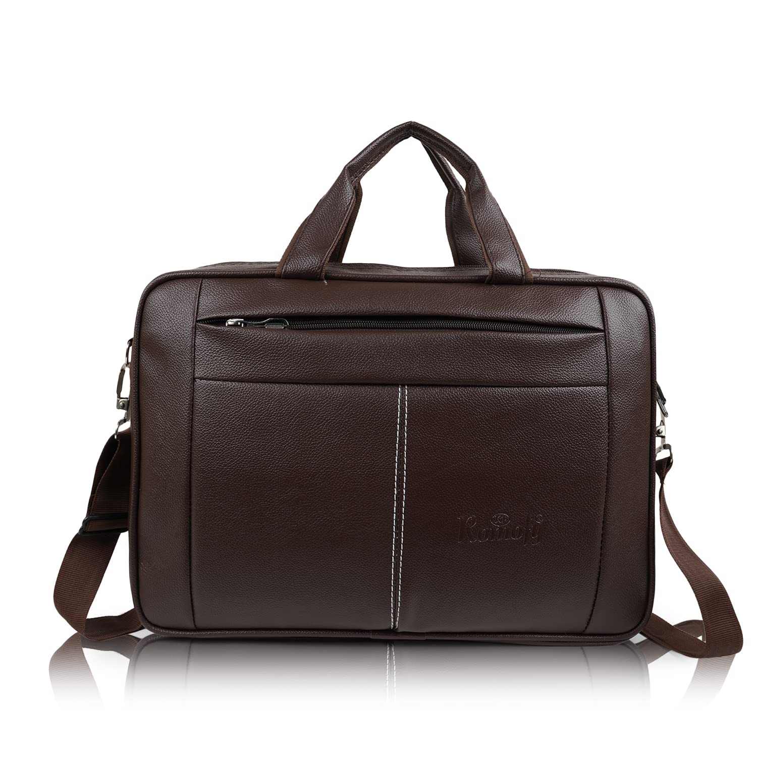 ROMOFY PU Synthetic Leather Casual Trendy Shoulder Briefcase Laptop Office Travel Daytrip Crossbody Messenger Bag For Men (B0B714KBSN) Amazon Price History, Amazon Price Tracker