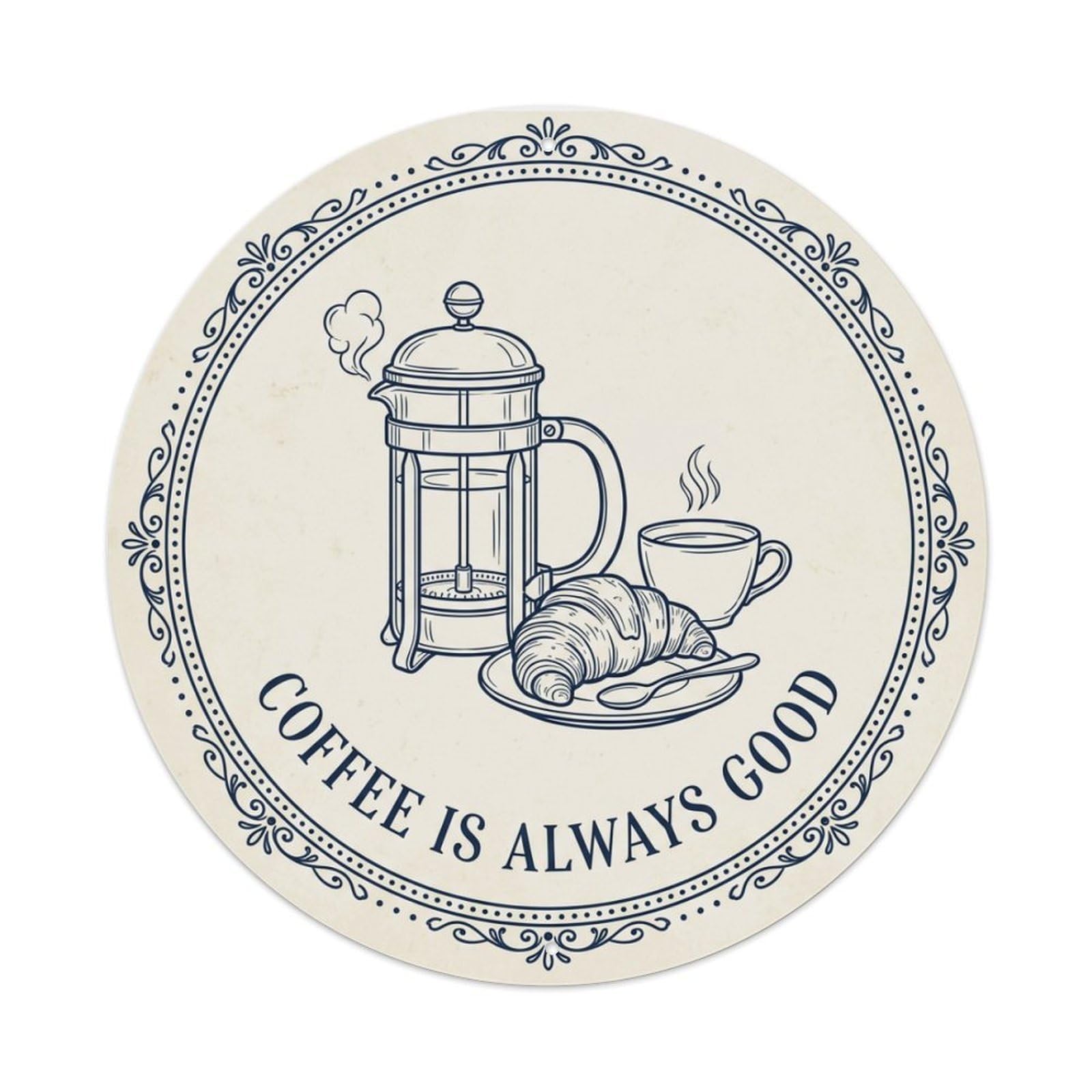Cwbufd Vintage Style Coffee_is_always_good_kitchen_dining_wall Vintage Metal Tin Sign Plaque Wall Decor For Cafe, Club Bar, Office, Garden Metal Poster 8X8inch