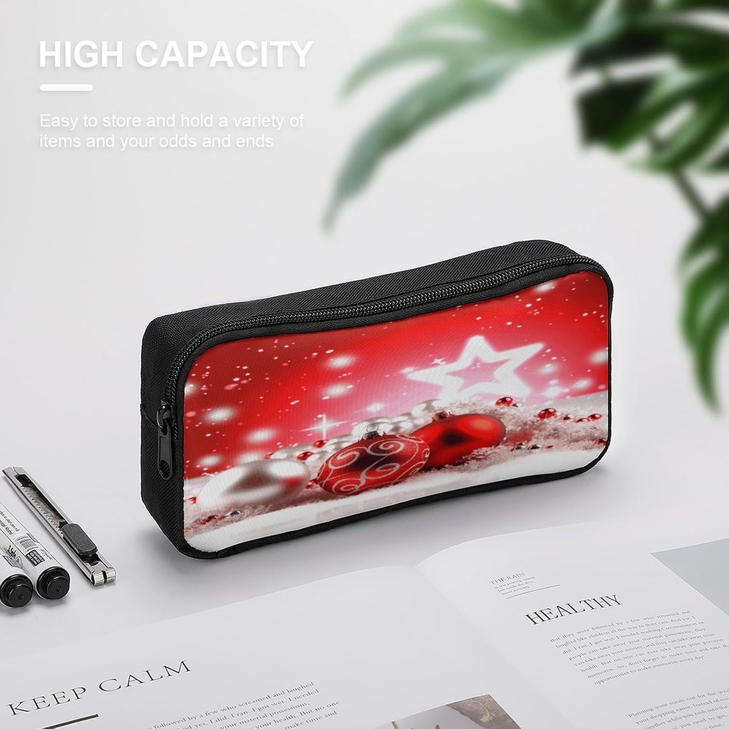 Christmas Decoration Background Makeup Bag Toiletry Bag Cosmetic Bag image 3