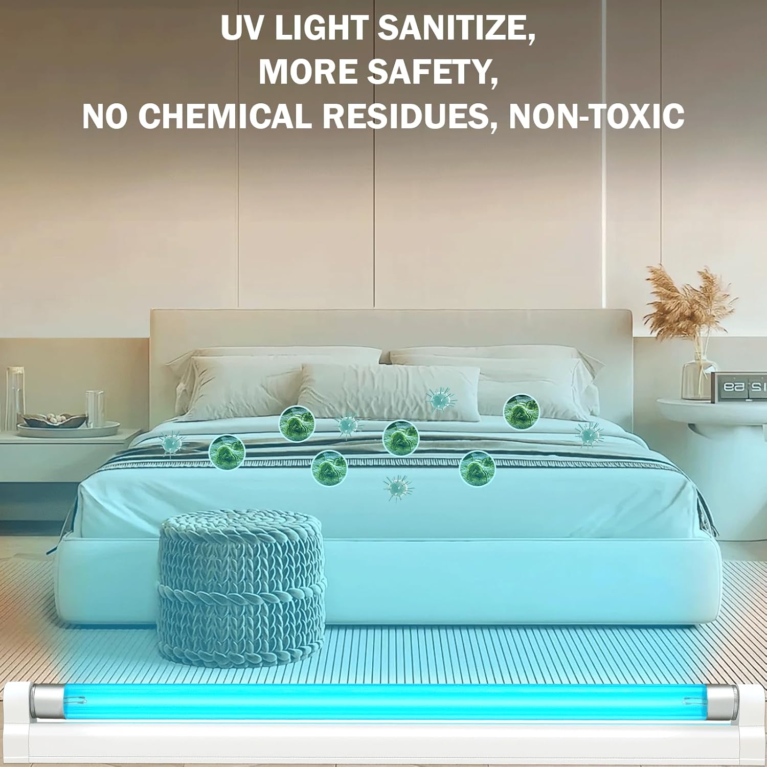 Coospider 6W 2 Pack UV Light Ozone Free,253.7nm Sanitizer Lamp with Cord and Plug, UVC Lamp for Shoes/Closet/Cabinet/Bathroom 110V CTUV-6