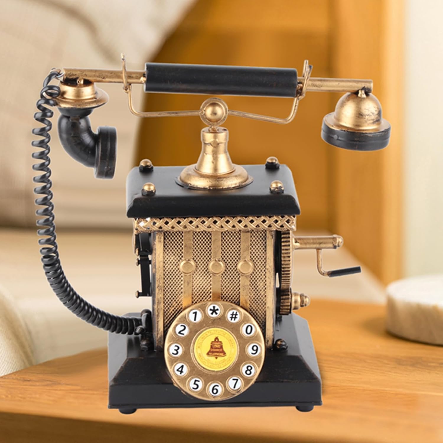Telephone Decor Decoration Ornaments Hand Cranked Window Model House European Adornment Telephone Decorative