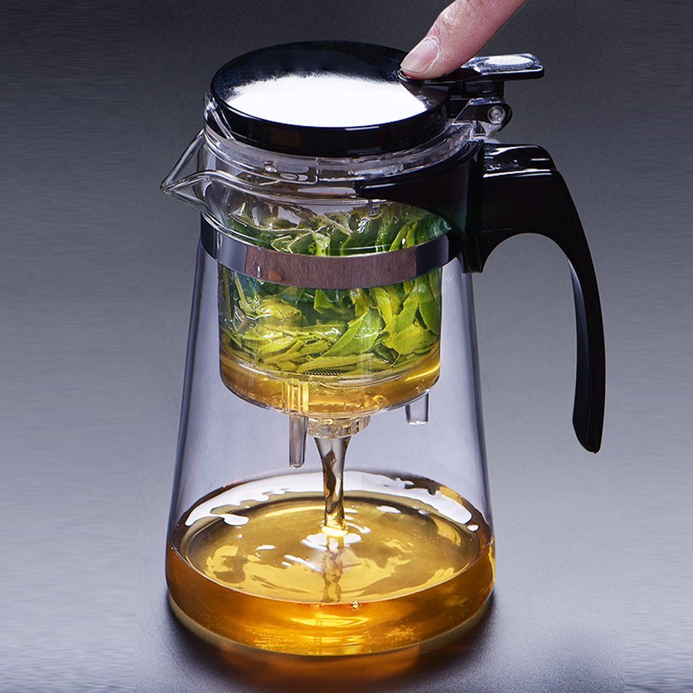 Tetera de Vidrio con Colador de Té 650ML Fácil de Filtrar
