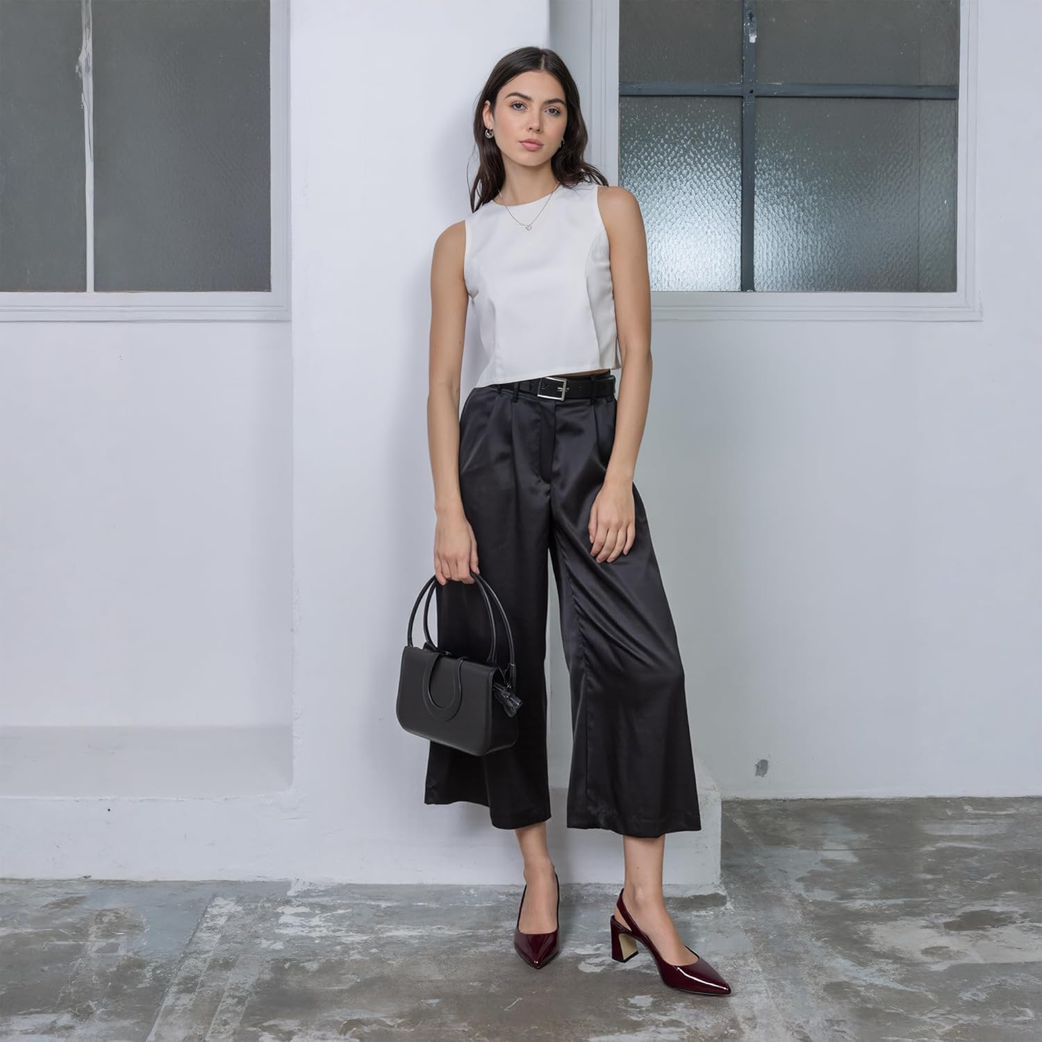 Womens Pumps Pointed Closed Toe Chunky Heel Slingback Heels for Women - Image 7