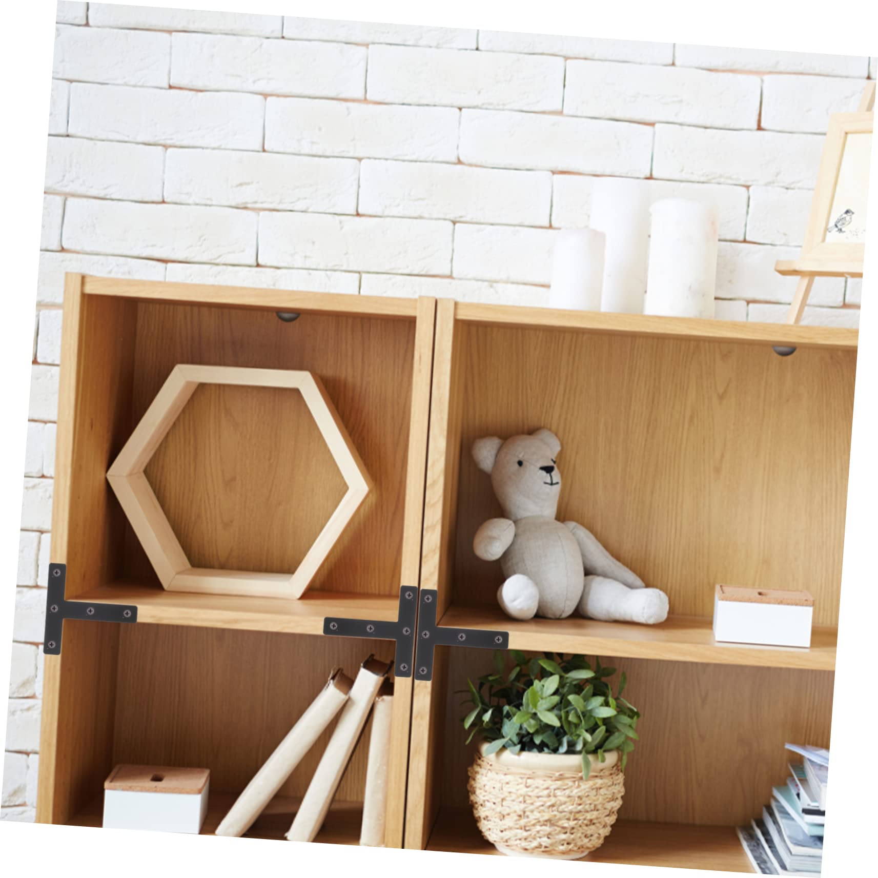 COSMEVIVI 20 Pcs t Shape Wood Furniture Support Cabinet Shelf Heavy Duty Mending Plates Wall Mount Brackets