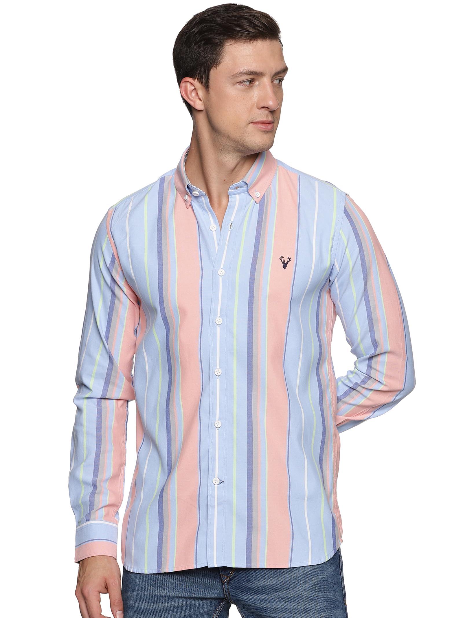 U.S. ELKMen's Button Down Slim Fit, Casual Style semi Shirt Dressing | Long Sleeve | Smart Fit Cuff