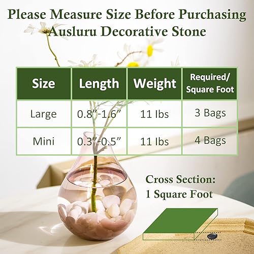 Miniatura 8 de Ausluru Piedras decorativas naturales pulidas de 20 libras, ideales para peceras, jarrones, suculentas, decoración del hogar y paisajismo de jardín,