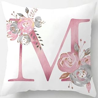 Kissenbezug 40x40 rosa Kissenbezüge Buchstabenfolge Kissenhülle Dekorative Dekokissen Sofakissen Couchkissen Dekokissen Zierkissenbezug Deko Kissenhüllen Wohnzimmer Schlafzimmer (M)
