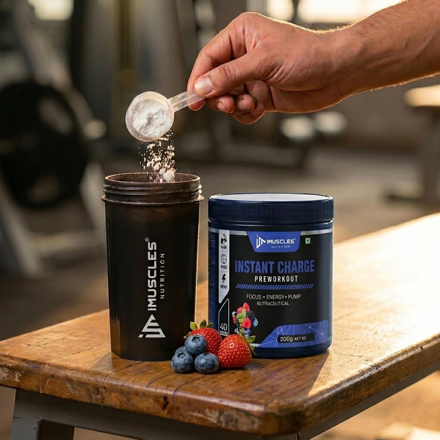 Instant Energy Pre Workout (200gm, 40 Servings, Mix Berries) Supplement Powder with Creatine Monohydrate, Arginine, Beta-Alanine, Electrify Muscle Pump, for Men, Women — Amazon image 7