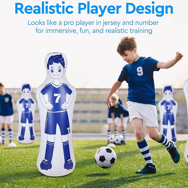 EFUTURETIME Maniquí Inflable de Fútbol de PVC, Muñeco aéreo de Portero Fácil de Plegar y Guardar, Saco de Boxeo Inflable para Entrenar en Fútbol, Baloncesto y Boxeo - 5