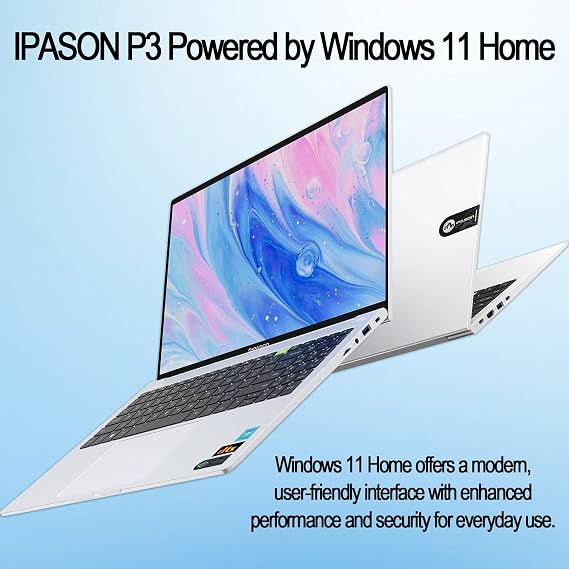 IPASON 2026 Business Laptop, Intel Powerful Processor, 16GB DDR5, 512GB PCIe, 16 FHD WUXGA Anti-Glare Display, Fast Charging, Backlit Keyboard, 14.5-Hour Battery Life, Windows 11 with MS 365 for Web