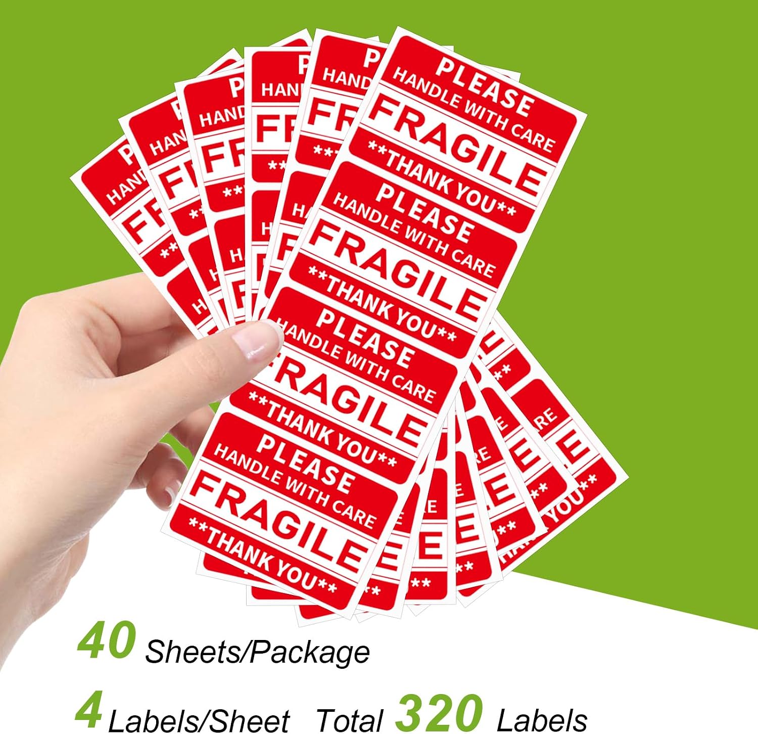 320 Pcs Fragile Stickers, 3 x 2 Inch Handle with Care Shipping Moving Glass Permanent Adhesive Commercial Grade Fragile Labels (Fragile) image 3
