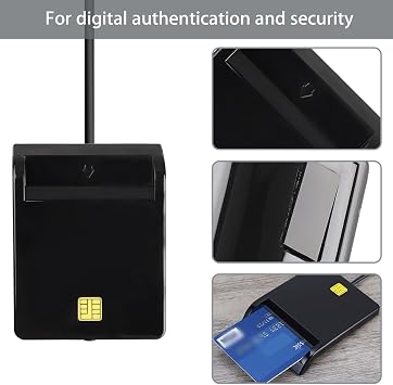 ID Card Reader with Mini Disk, USB Smart Card Reader, Plug and Play CAC Memory Card Reader, ISO 7816 Class A, AB, C Compliant, USB 2.0 Common Access, Compatible with Windows and Linux