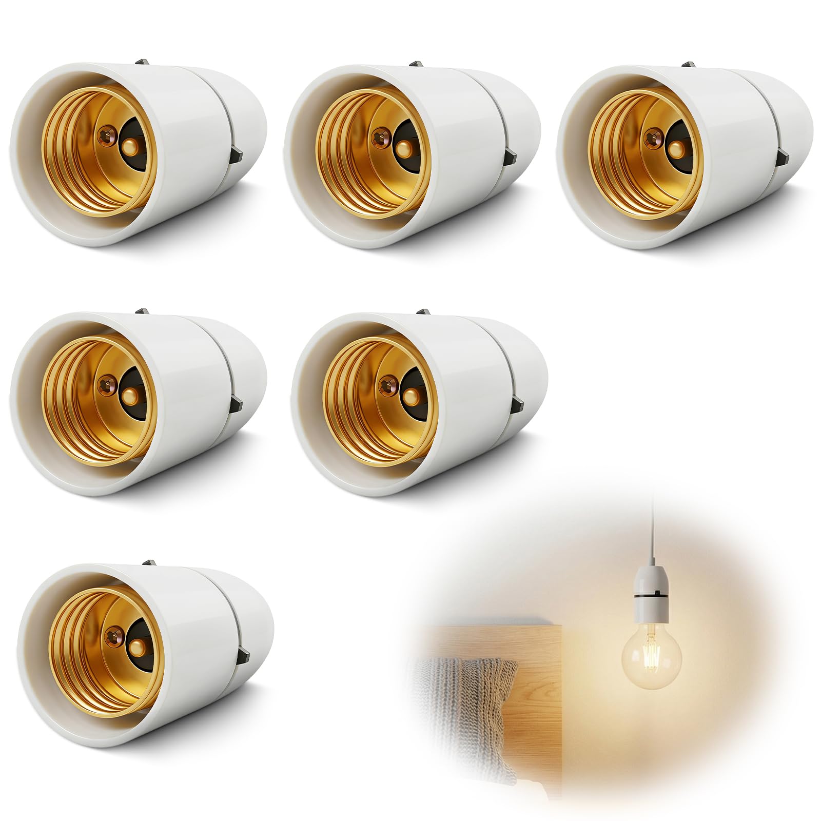 Ninnyi 6 Pcs B27 Pendant Light Fitting, Light Fittings Ceilings Chandeliers, Ceiling Lamps, Wall Lamps, Ceiling Lamps (screw-Type Lamp Holder, 27mm in Diameter)
