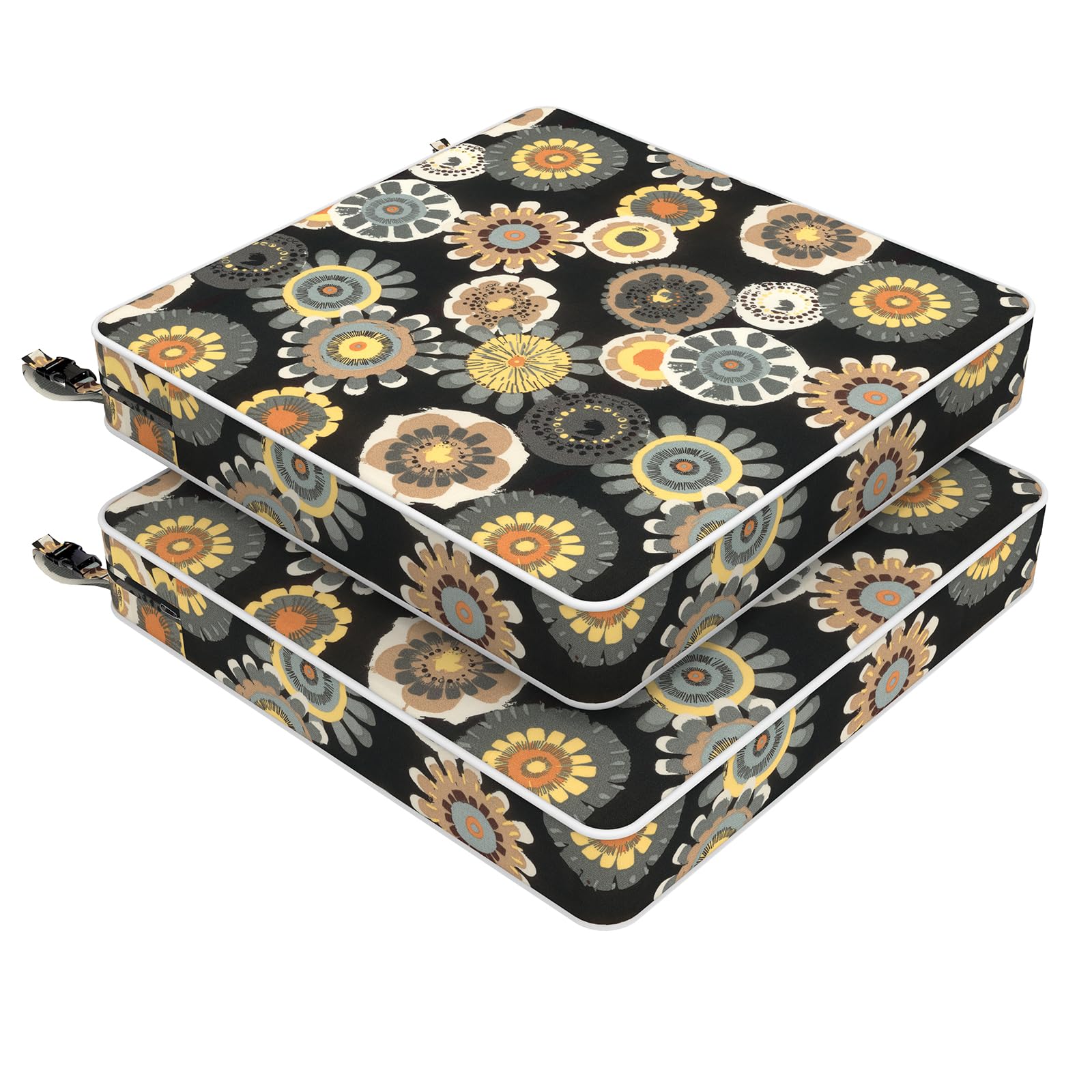 LVTXIII Patio Chair Cushions 19"x19"x3", Water-Repellent Outdoor Seat Cushions for Patio Furniture, Square Chair Pads with Ties for Home Garden