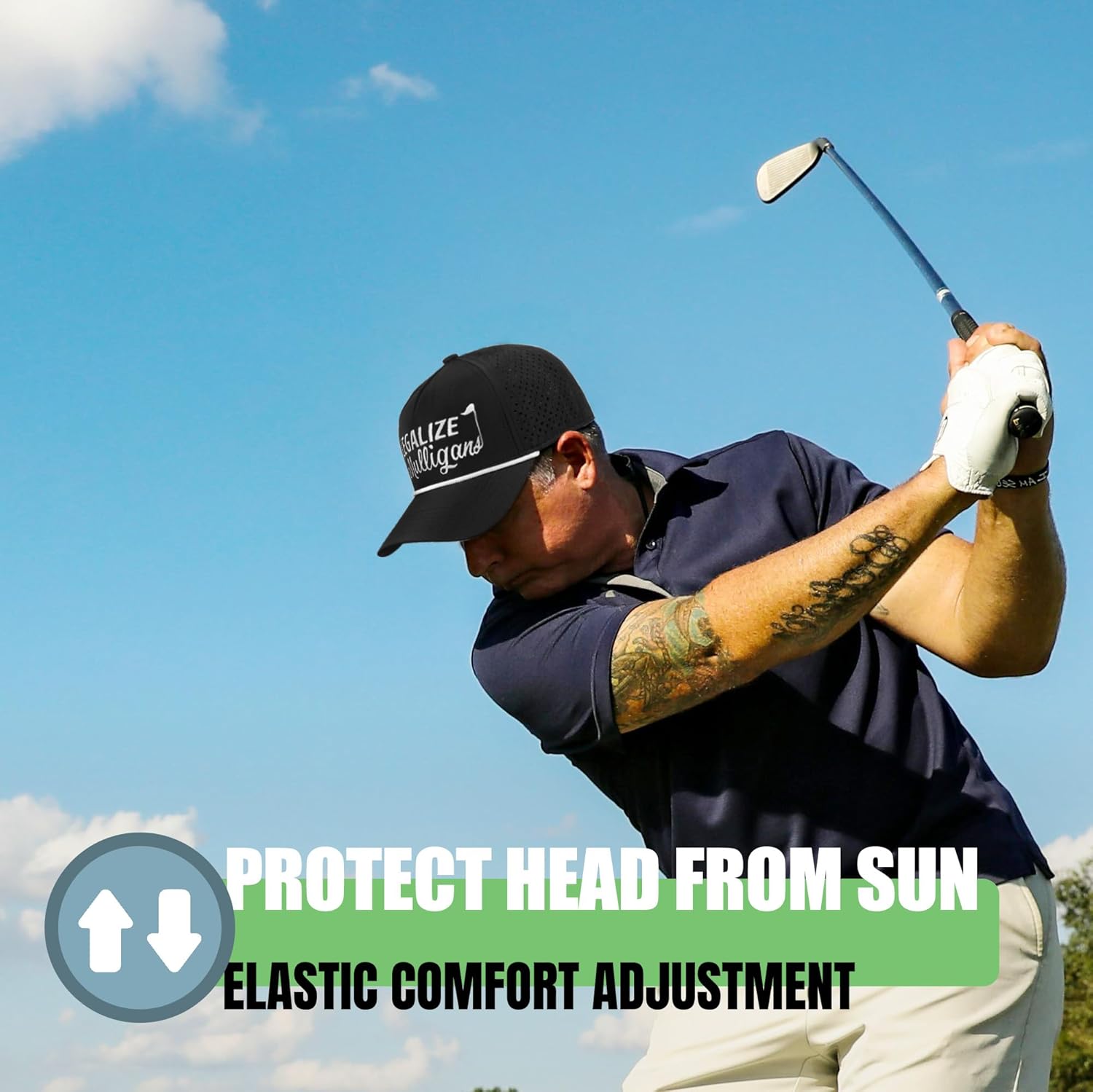 Funny Golf Hats Funny Golf Gifts for Men,Golf Rope Hat for Men,Legalize Mulligans - Black/White