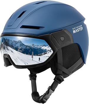 OutdoorMaster Snowboarding Helmet with Ski Goggles, Ski Helmet and 2-in-1 Visor Goggles Set - Adjustable Fit & Cooling Vents - Snow Helmets for Men, Women & Youth