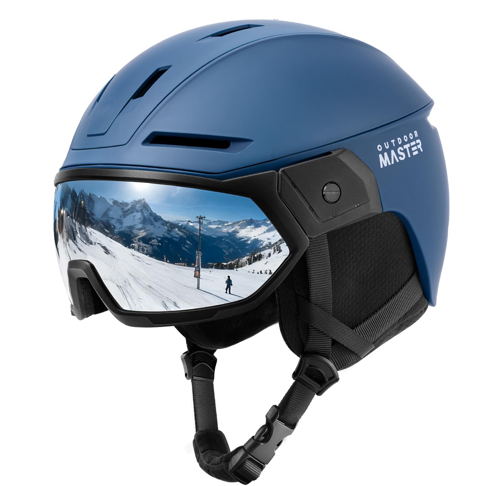 blue snowboard ski helmet with goggles Amazon.com: OutdoorMaster Snowboarding Helmet with Ski Goggles, Ski Helmet  and 2-in-1 Visor Goggles Set - Adjustable Fit & Cooling Vents - Snow Helmets  for Men, Women & Youth